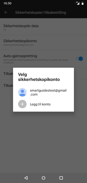 Velg sikkerhetskopi-kontoen din