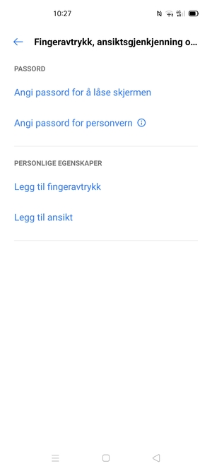 Velg Angi passord for å låse skjermen