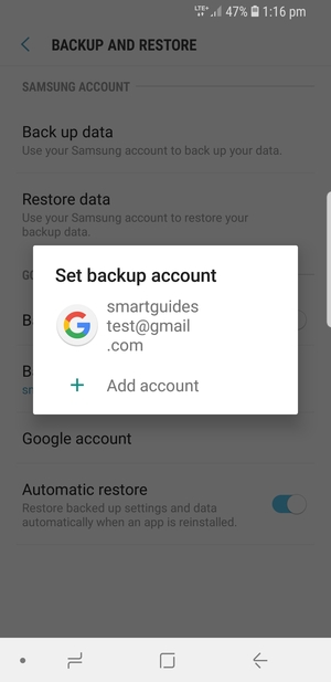 Select your backup account