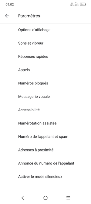 Sélectionnez Messagerie vocale