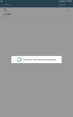 Din tablet vil nulstille til standard internet- og MMS-indstillinger