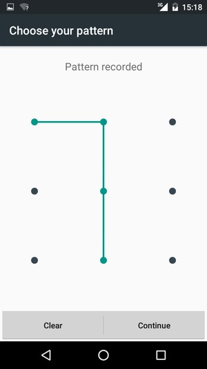 Draw an unlock pattern and select Continue
