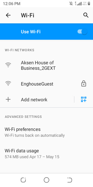 Turn on Use Wi-Fi