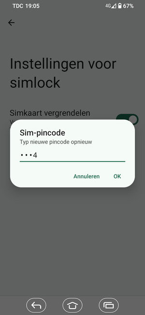 Bevestig uw nieuwe sim-pincode en selecteer OK