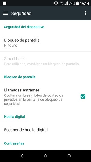 Seleccione Bloqueo de pantalla