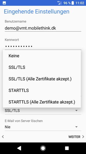 Wählen Sie Keine und WEITER