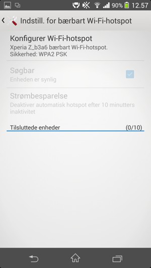 Vælg Konfigurer Wi-Fi-hotspot