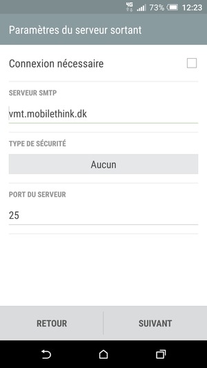 Décochez la case Connexion nécessaire et sélectionnez SUIVANT