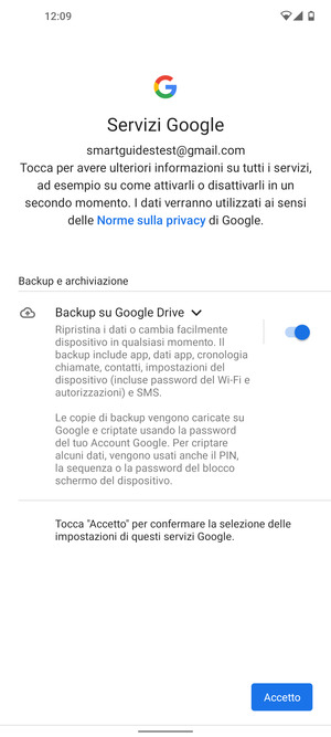 Seleziona Accetto
