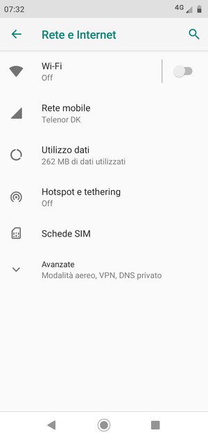 Seleziona Rete mobile