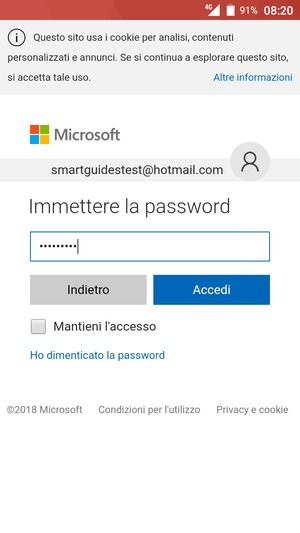 Inserisci la tua password e seleziona Accedi