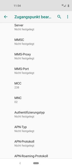Scrollen Sie nach unten und geben Sie Internetinformationen ein