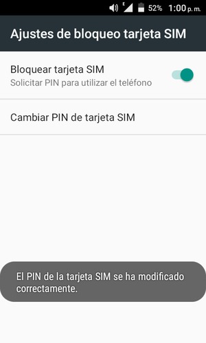 Su PIN de la tarjeta SIM ha sido cambiado