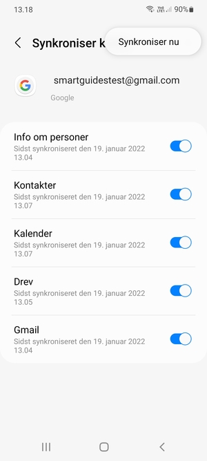 Vælg Synkroniser nu