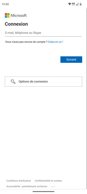 Saisissez votre adresse e-mail et sélectionnez Suivant