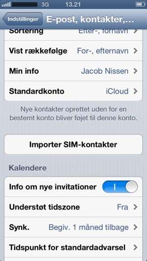 Scroll ned og vælg Importer SIM-kontakter