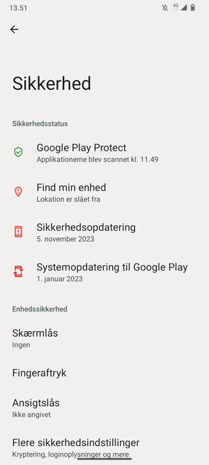 Vælg Skærmlås