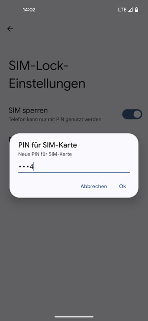 Geben Sie Ihre Neue PIN für SIM-Karte ein und wählen Sie Ok