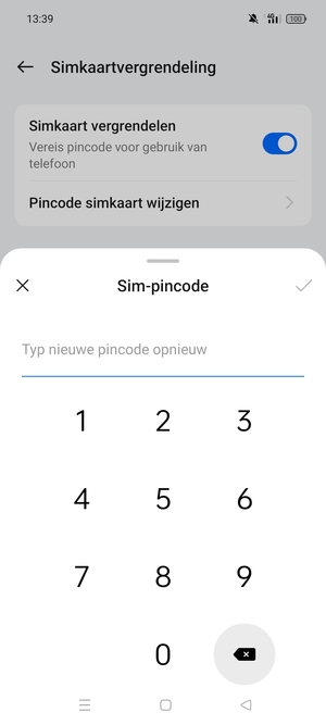 Bevestig uw nieuwe pincode voor de simkaart en selecteer OK