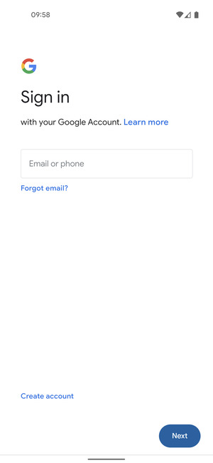 Enter your email address and select Next