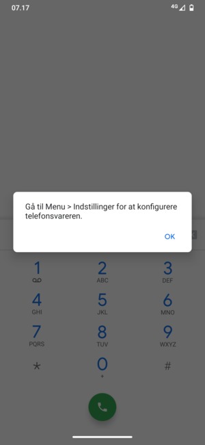 Hvis din telefonsvarer ikke er sat op, vælg OK