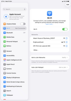 Select the wireless network you want to connect to