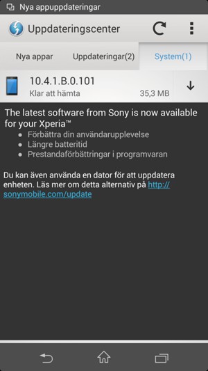 Om din telefon inte är uppdaterad, välj Ladda ner