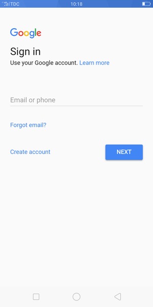 Enter your Gmail address and select NEXT