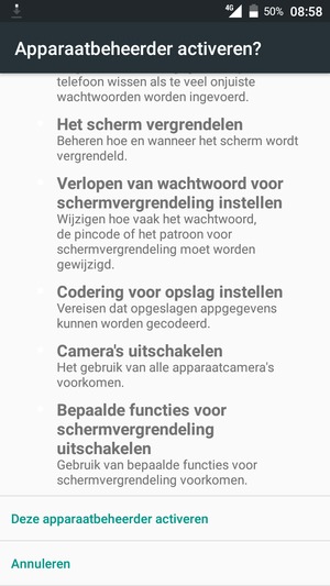 Scroll naar en selecteer Deze apparaatbeheerder activeren