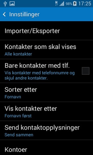 Velg Importer/Eksporter