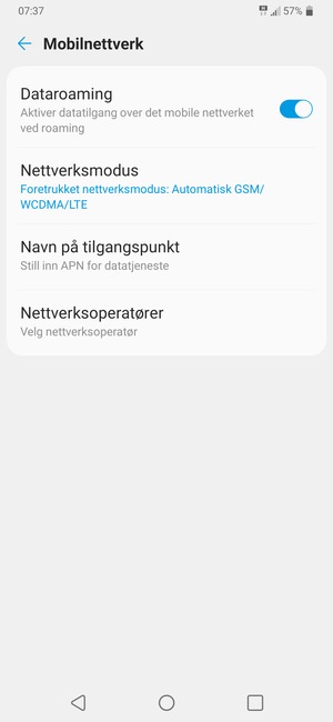 Slå Dataroaming på eller av