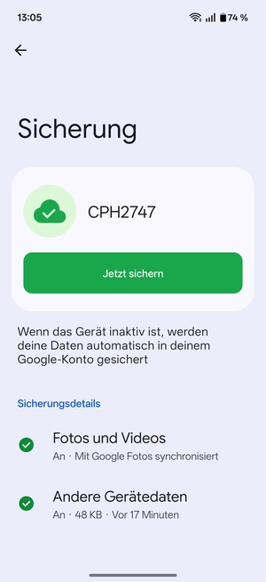 Wählen Sie Jetzt sichern