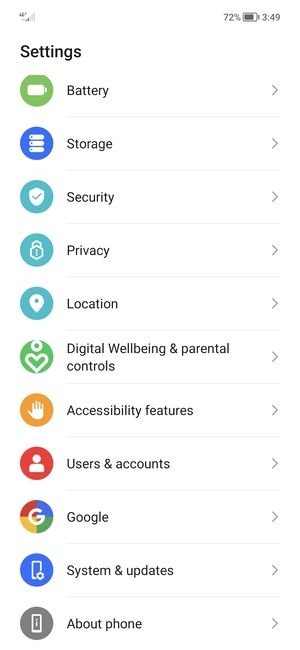 Scroll to and select System & updates