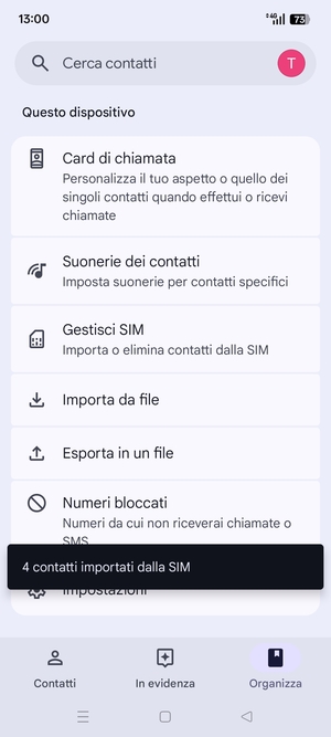 I tuoi contatti verranno salvati sul tuo account Google, e salvati sul tuo telefono la prossima volta che Google sarà sincronizzato.