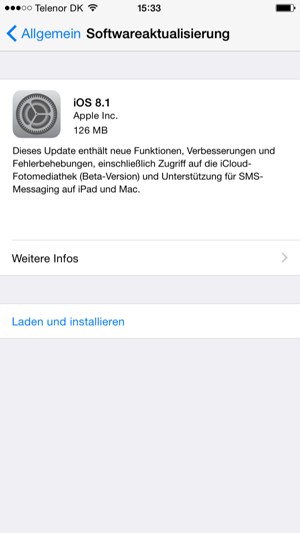 Falls Ihr iPhone nicht aktualisiert ist, wählen Sie Laden und installieren