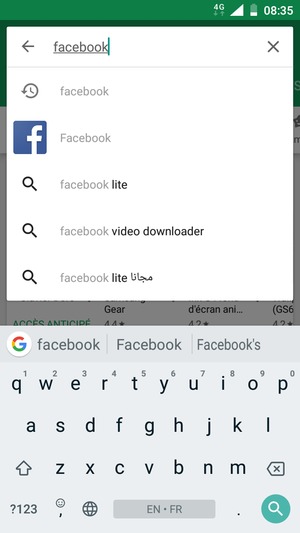 Saisissez le nom de l'appli et sélectionnez Rechercher