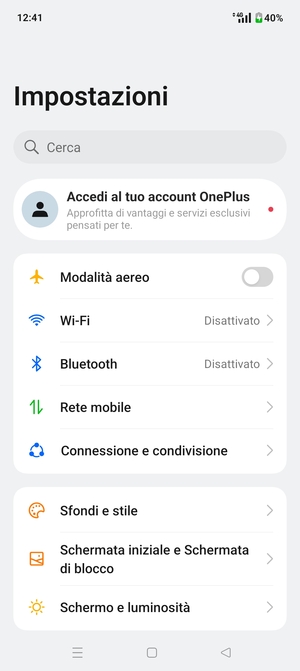 Seleziona Rete mobile