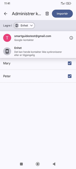 Velg din Google-konto