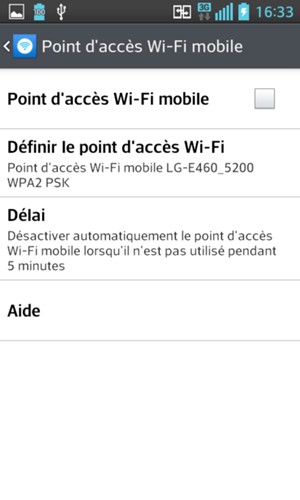 Cochez la case Point d'accès Wi-Fi mobile