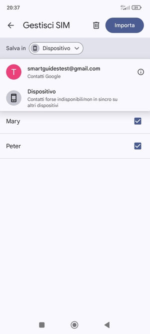Seleziona il tuo account  Google