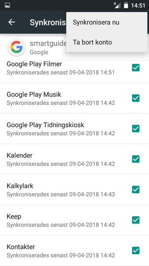 Välj Synkronisera nu