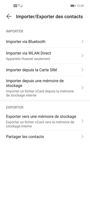 Sélectionnez Importer depuis la Carte SIM