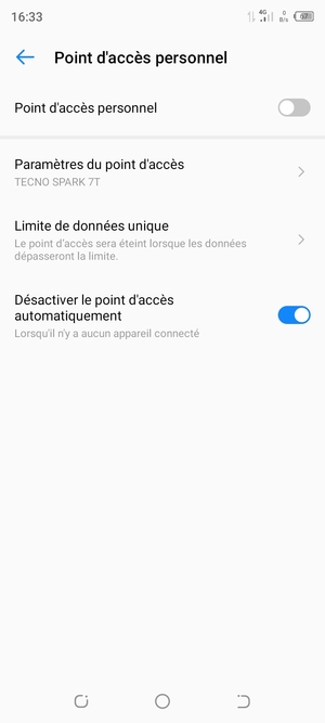 Sélectionnez Paramètres du point d'accès