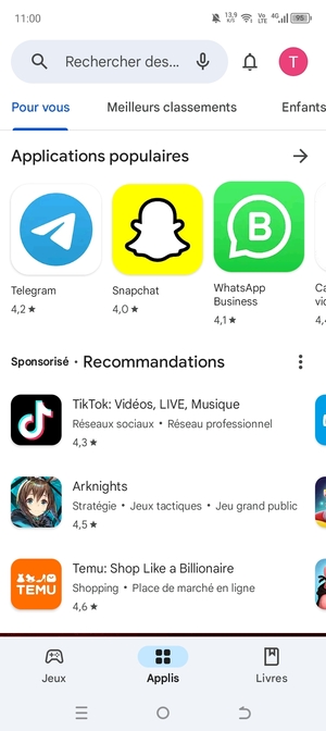 Sélectionnez la barre de Recherche