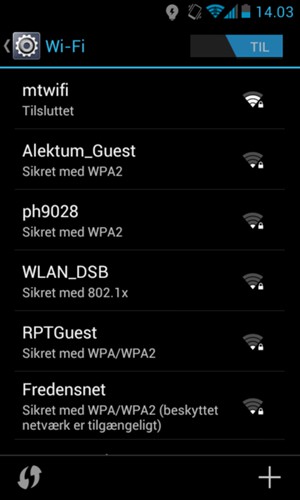Du er nu tilsluttet Wi-Fi netværket
