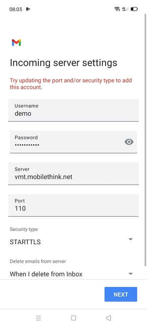 Select Security type