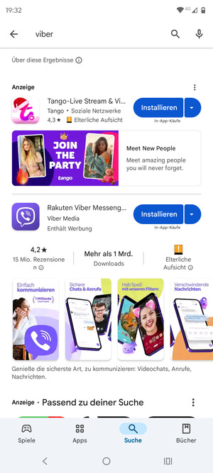 Wählen Sie die App