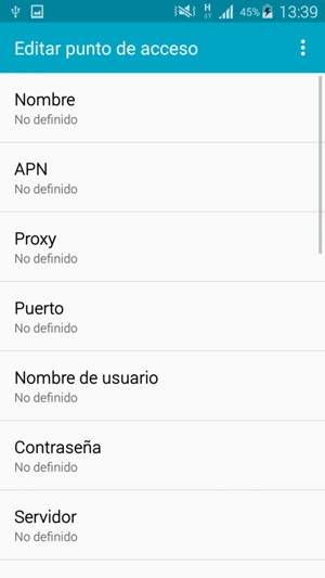 Introduzca la información de MMS
