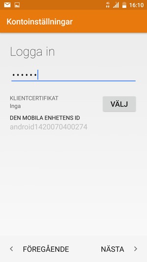 Ange ditt lösenord och välj NÄSTA