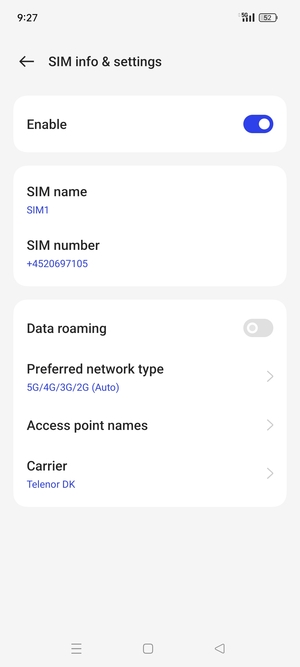 To change network if network problems occur, select Carrier